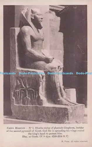 R706940 Kairo Museum. Nr. 1. Diorit Statue des Pharao Chephren. M. Perez