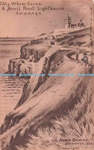 R708375 Swanage. Tilly Whim Caves und Amboss Point Leuchtturm. Hume Swaine