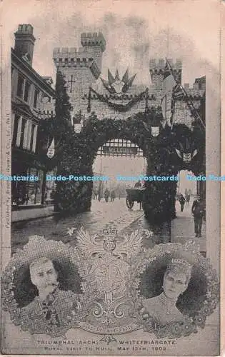 R708169 Whitefriargate. Triumphbogen. Königlicher Besuch in Hull. Branby. Gower. Rumpf