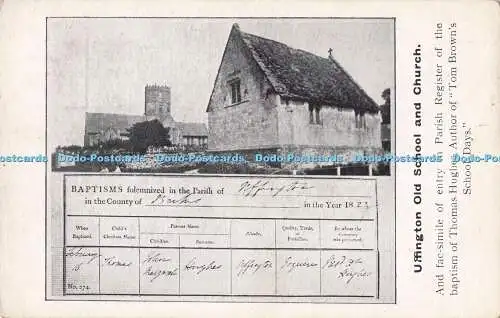 R710187 Uffington Old School and Church. Und Fac Simile der Einreise in Pfarrregis