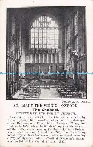 R710230 Oxford. St. Maria die Jungfrau. Der Chor. Universitäts- und Pfarrkirche.