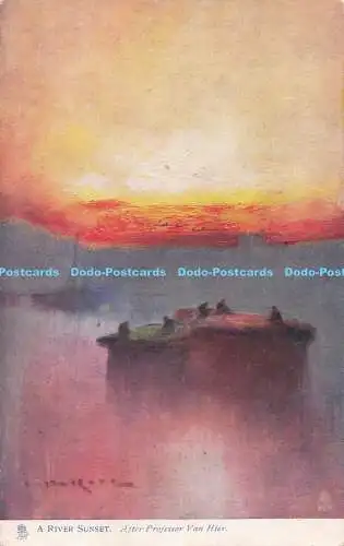 R713396 A River Sunset. stecken. Oilette. Kenner. 2514. Professor Van Hier