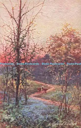 R715658 A Devon Sunset. Raphael Tuck and Sons. Oilette. Serie XI. Postkarte Nr.