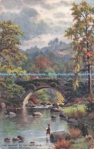 R715972 Country Wicklow. Die Brücke bei den Treffen. Raphael Tuck and Sons. Öl