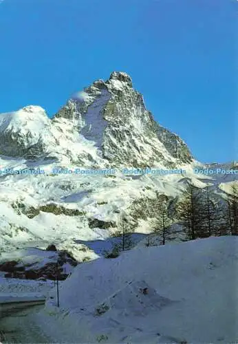 D153902 Cervinia Breuil. Malerische Winterecke und der Cervin. S.A.C.A.T