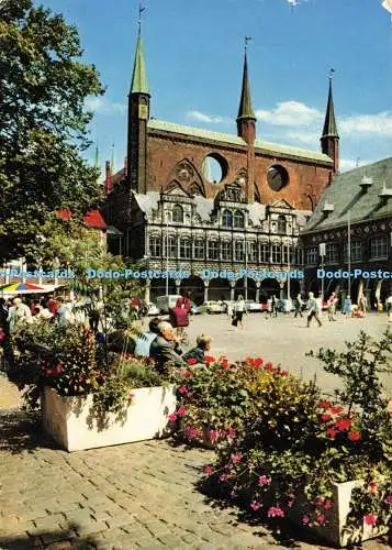 D154149 Hansestadt Lübeck. Marktplatz Mit Rathaus. Herst. u. Verlag Schoning. Ge