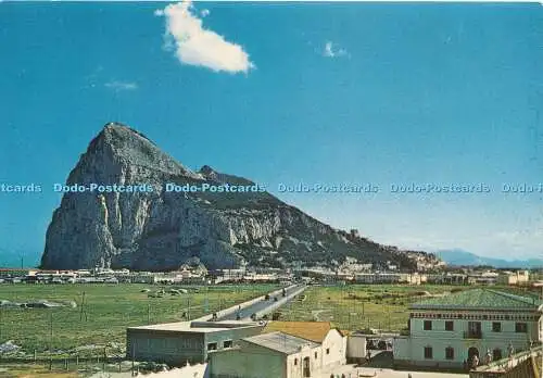 D152443 Nordansicht des Felsens von Gibraltar von der spanischen Grenzstadt. Plastichrom