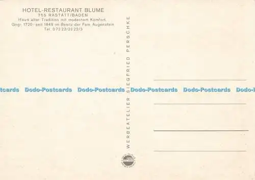 D155114 Hotel Restaurant Blume. Rastatt. Baden. Werbeatelier Siegfried Perschke