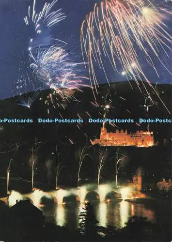 D155513 Heidelberg. Schloss und Bruckenbeleuchtung