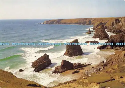 D018879 Bedruthan Steps in der Nähe von Newquay. Cornwall. Der Blick vom Pendarves Point lo