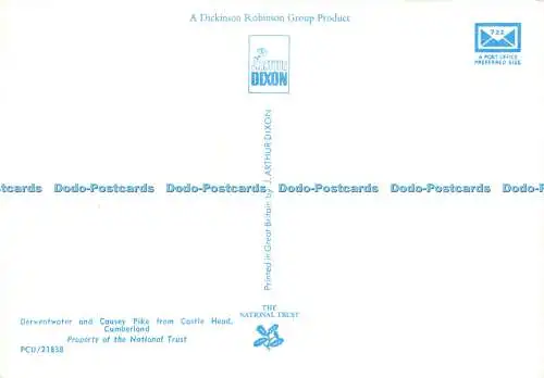 D020948 Derwentwater und Causey Pike von Castle Head. Cumberland. Die nationale
