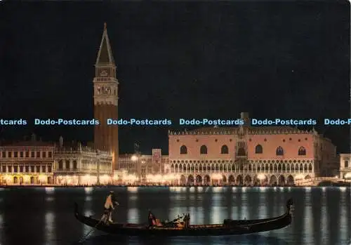 D021260 Venedig bei Nacht. S. Marcus Dock und Gondel. Ardo. P. Marzari