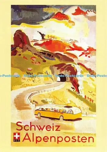D021533 Schweiz Alpenposten. Poster von Max Hegetschweiler. PTT Museum Bern
