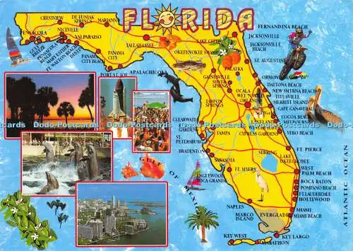 D021700 Florida. Südstaatenkarte und Neuheit. 1994. Multi View