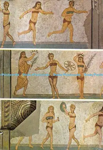 D020101 Piazza Armerina En. Mosaici. Die Mädchen im Bikini. Maltesischer Nicolo. Galami