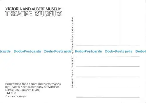 D020129 Victoria and Albert Museum. Theatermuseum. Programm für eine Befehlsperf