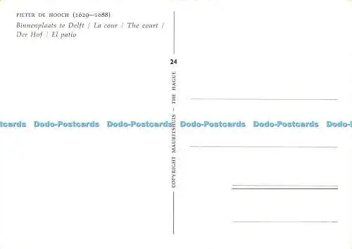 D022459 Pieter de Hooch. Das Gericht. Mauritshuis. Postkarte