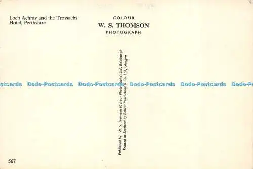 D023169 Loch Achray and the Trossachs Hotel. Perthshire. W. S. Thomson