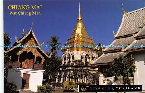 D023355 Chiang Mai. Wat Chiang Man. Erstaunliches Thailand. Aussichtspunkt Postkartenzentrum.