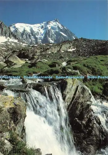 D033947 977. Cascade du Plan de lAiguille. Au fond lAiguille du Midi. Andre Four