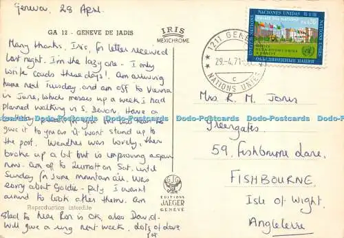 D035607 Geneve De Jadis. Edition Jaeger. Iris Mexichrom. 1971