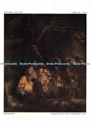 D035669 National Gallery. Anbetung der Hirten. Rembrandt. Karten-Nr. 1150.