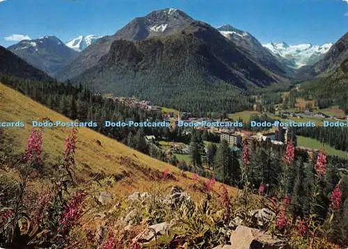 D035946 Pontresina mit Piz Palu und Roseggletscher. Colorphoto und Verlag B. Sch