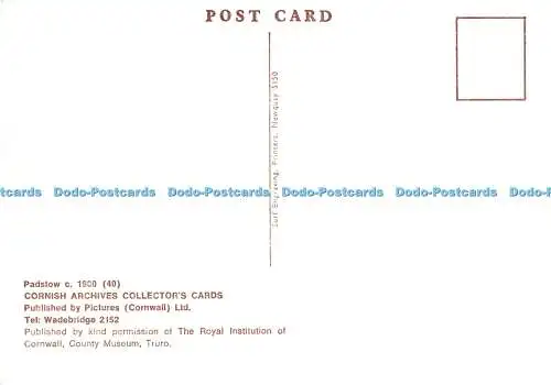 D068844 Padstow um 1900. 40. Cornish Archives Sammlerkarten. Bilder. Die Ro