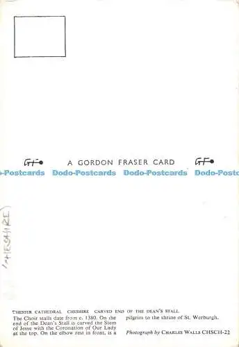 D069273 Chester Cathedral. Cheshire. Geschnitztes Ende des Dean-Stalls. Gordon Fraser