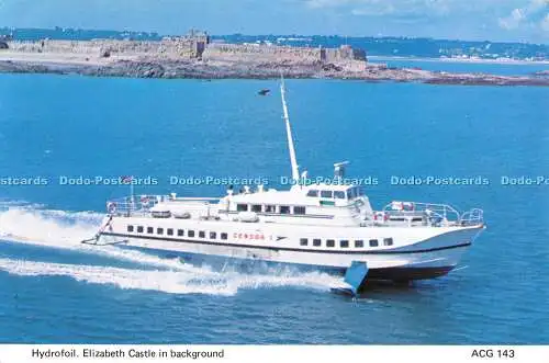 D065933 Tragflächenboot. Elizabeth Castle im Hintergrund. ACG 143. A. C. Gallie. David