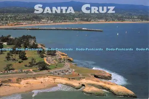 D070740 California. Santa Cruz. Dieser Panoramablick hebt Lighthouse Point hervor.