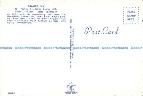 D071086 Gramas Inn. 901. Centra St. Prinz George. Farbe B. C. Dexter. Handwerker