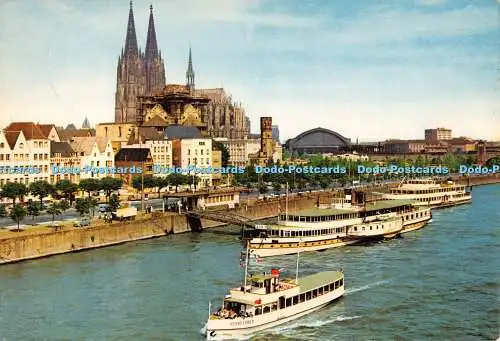 D074094 Köln am Rhein. Dampferanlegestelle und Blick zum Dom. Horst Ziethen