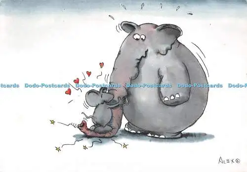 D075499 Maus mit Elefant. Firma Freecheese. Cartoon-Karte. Lizenz GmbH. A