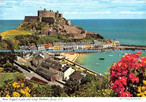 Trikot D072982. Schloss Mont Orgueil und Hafen von Gorey. John Hinde. E. Ludwig