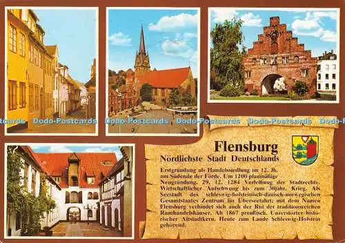 D073106 Flensburg. Nordlichste Stadt Deutschlands. Herst. u. Verlag Schoning. Ge