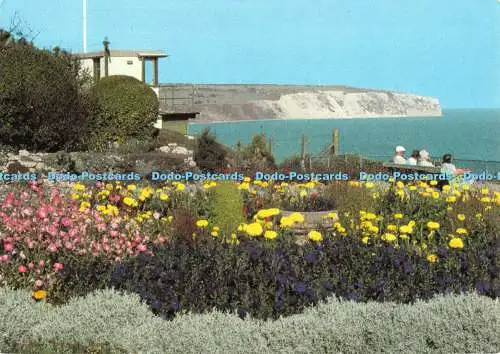 D077079 Battery Gardens. Sandown. I.W. mit Culver Cliff in der Ferne. Nahe. Glas