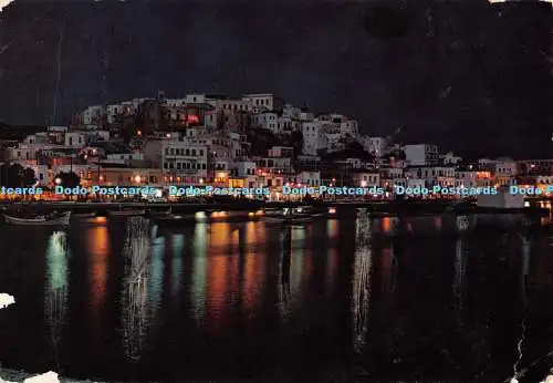 D077739 Naxos. Nachtansicht der Stadt. Vue de la ville la nuit. Blick in der Nacht