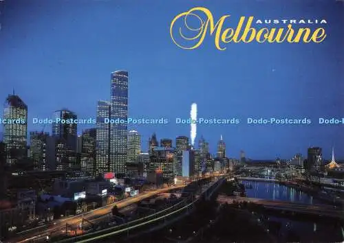 D076536 Australien. Melbourne. Abendlicher Blick auf Melbourne und den Yarra River. Bri