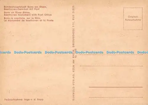D077825 Bonn am Rhein. Beethovendenkmal mit Post. Inge c. d. Rop