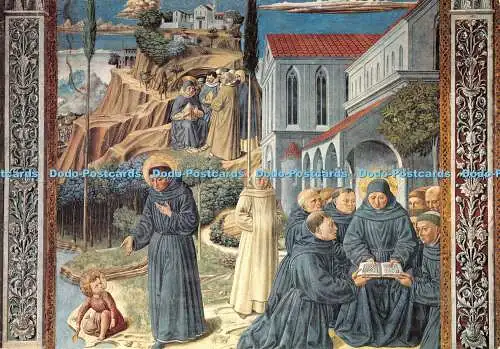 D076593 San Gimignano. Augustinus übergibt die Herrschaft über die Mönche und spricht mit