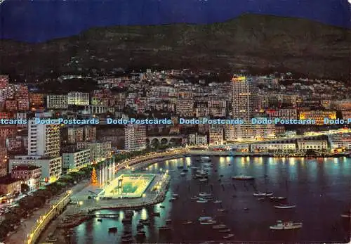 D078053 Principaute de Monaco. Le Port. Monte Carlo. La Piscine vus de nuit. L.