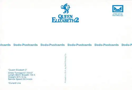 D079317 Queen Elizabeth 2. Cunard Line. Delit Printing