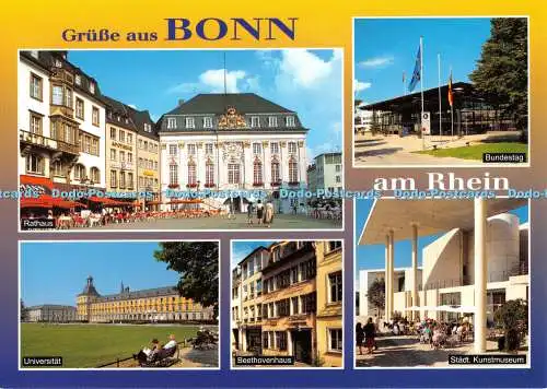 D078372 Grusse aus Bonn am Rhein. Rathaus. Bundestag. Beethovenhaus. Schoning. G