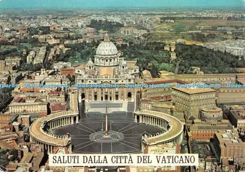 D079653 Saluti dalla Citta del Vaticano. Platz und Kirche St. Peter. MA. PI.