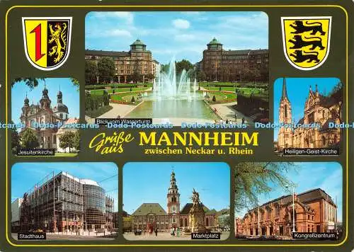 D082536 Grusse aus Mannheim Zwischen Neckar u.Rhein. Stadthaus. Herst. u. Verla