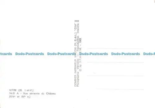 D081088 Vitre. A Vue Aerienne du Chateau. XIV. et XV s. Combier Imp. Macon. Cim.