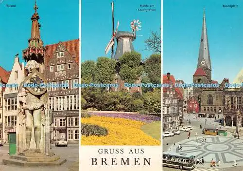 D081160 Gruss aus Bremen. Roland. Muhle am Stadtgraben. Marktplatz. Andres. Mult