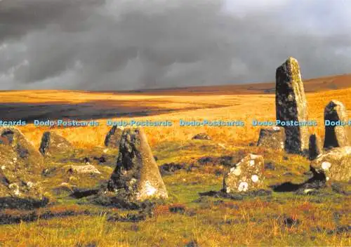 D080033 Steinreihe nahe unten Tor. Rachel Burch. Die alte Schmiede. Dartmoor Konservat