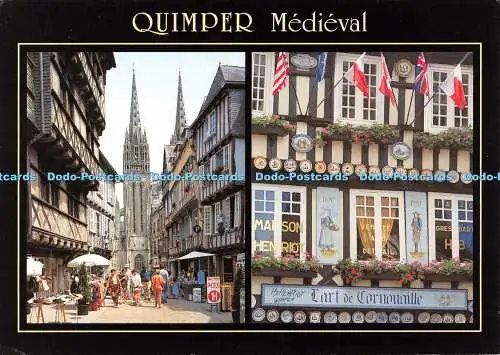 D083270 Quimper Mittelalter. Rue Kereon und die Vorderseite des Henriot-Hauses im Pl